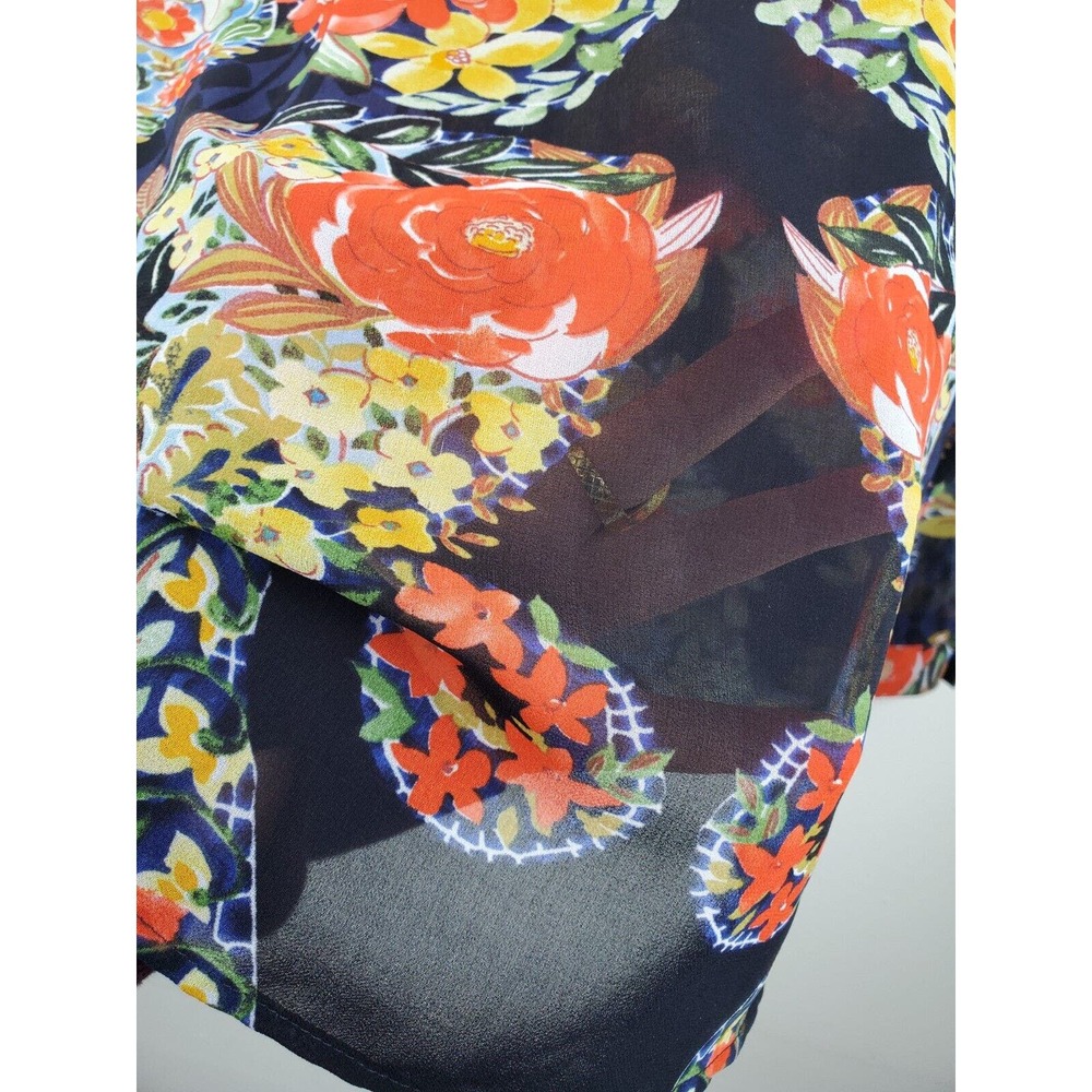 CAbi‎ Top Small Amour Floral Button Down Blue Long Sleeve Womens Career Business - Picture 6 of 10